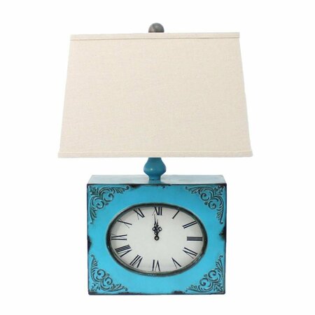 HAZ Vintage Blue Table Lamp with Metal Clock Base HA3086690